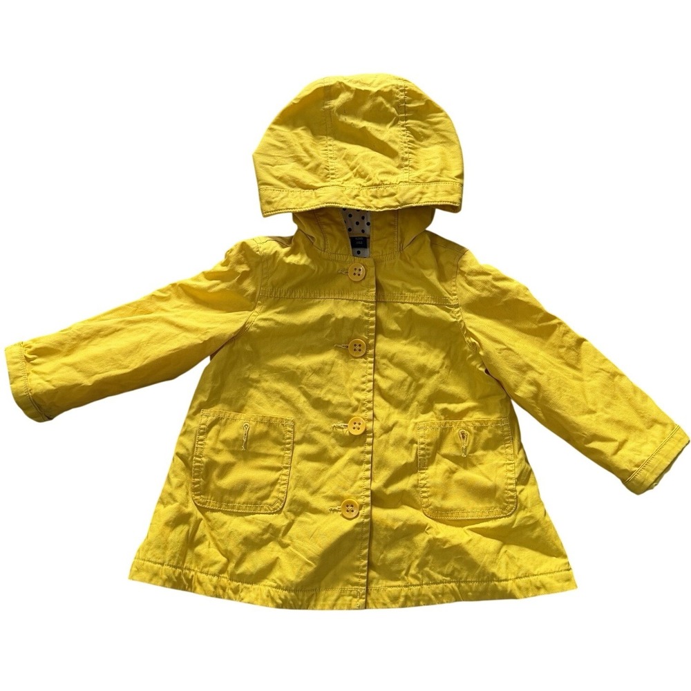 Baby‎ GAP Canvas Jacket With Hood Button Up Toddler 4yr Duck Yellow Spring Coat